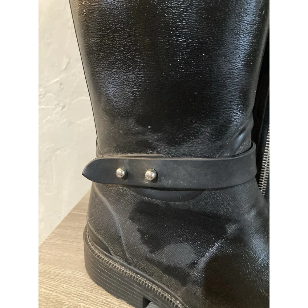 Rag and Bone Moto Tall Rain Boots Black Womens Size 38 Rubber
